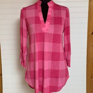 Vintage Bright Pink Gingham Top - Small - lightweight material